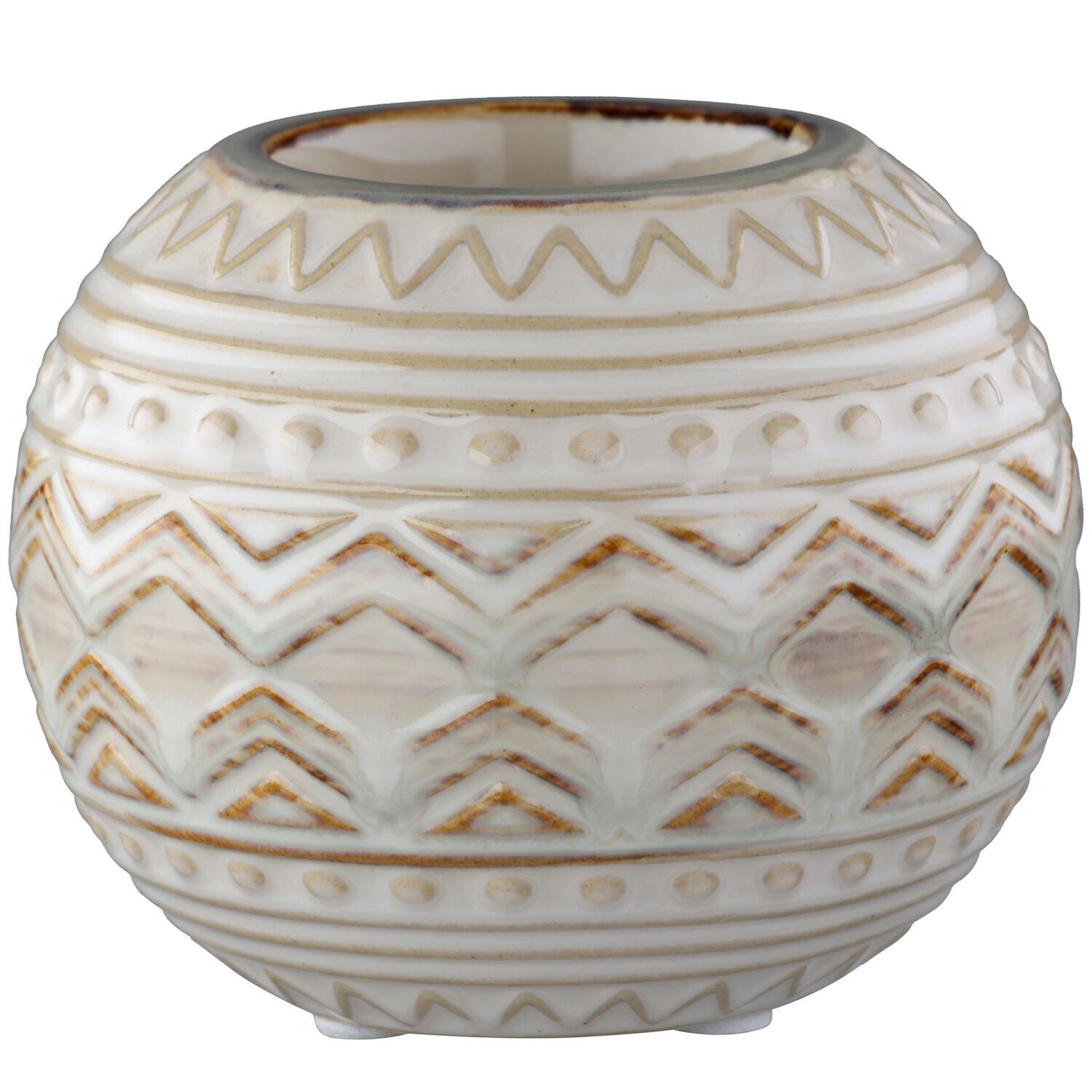 Candeliere "Inka", crema brillante H.7,5 cm