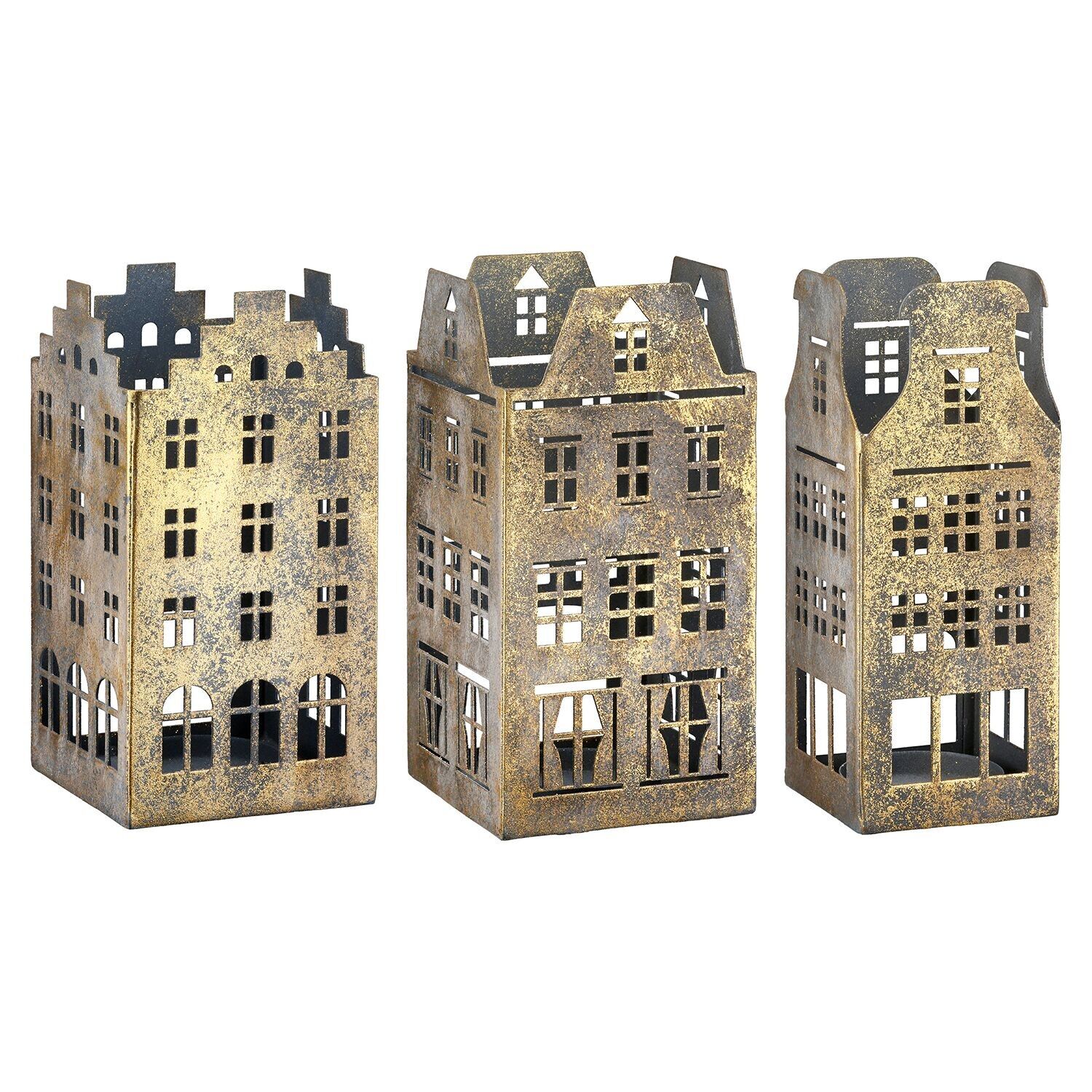 Candelero fila de casitas 3 surtidos.,H.18 cms