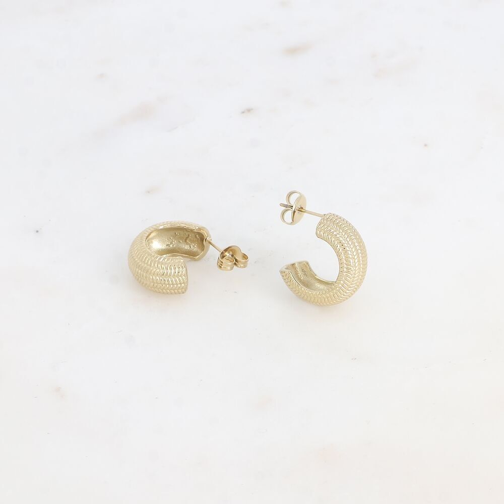 Orecchini a cerchio - anello effetto maglia quadrata e striata 19mm