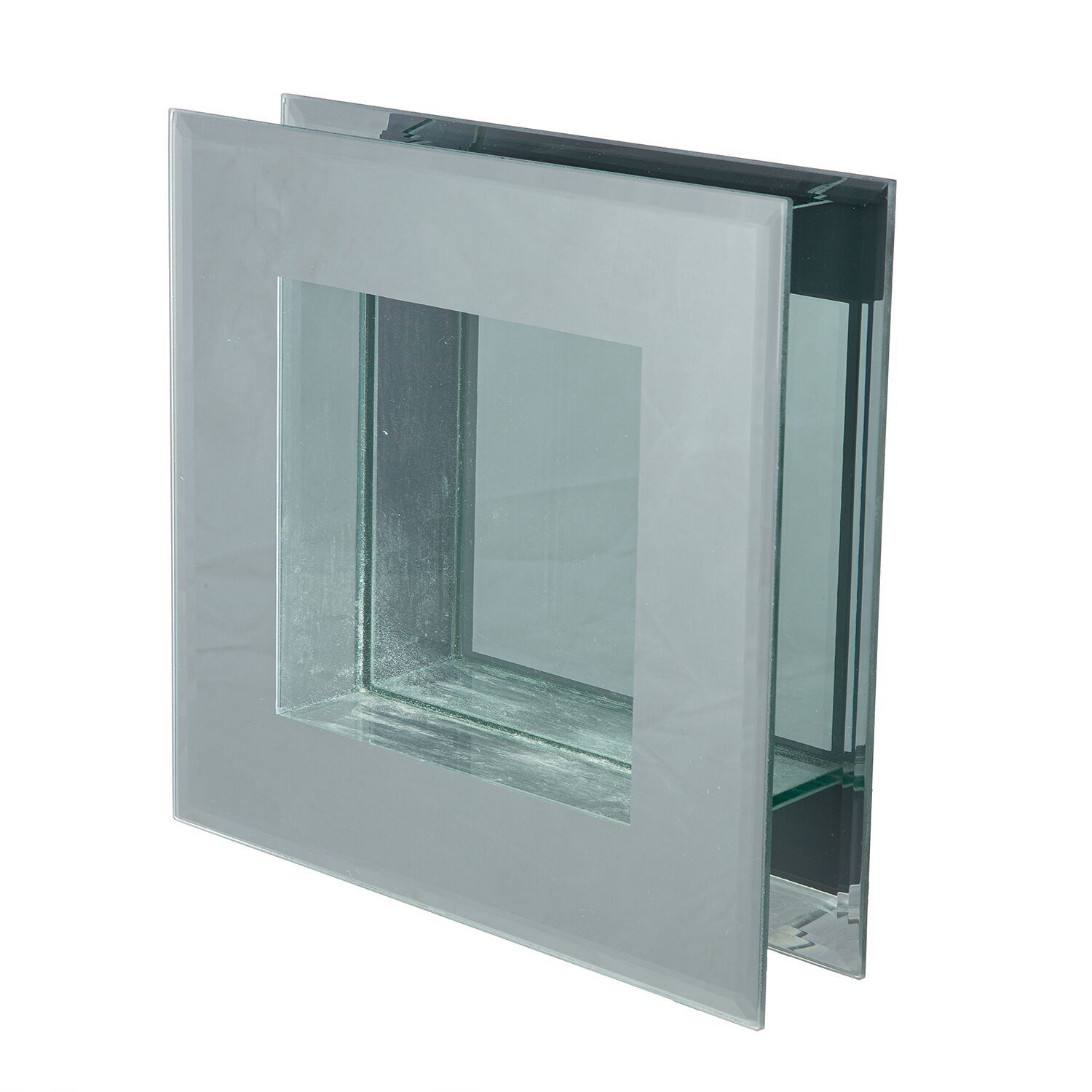 Vaso quadrato, trasparente, argento H.20 cm