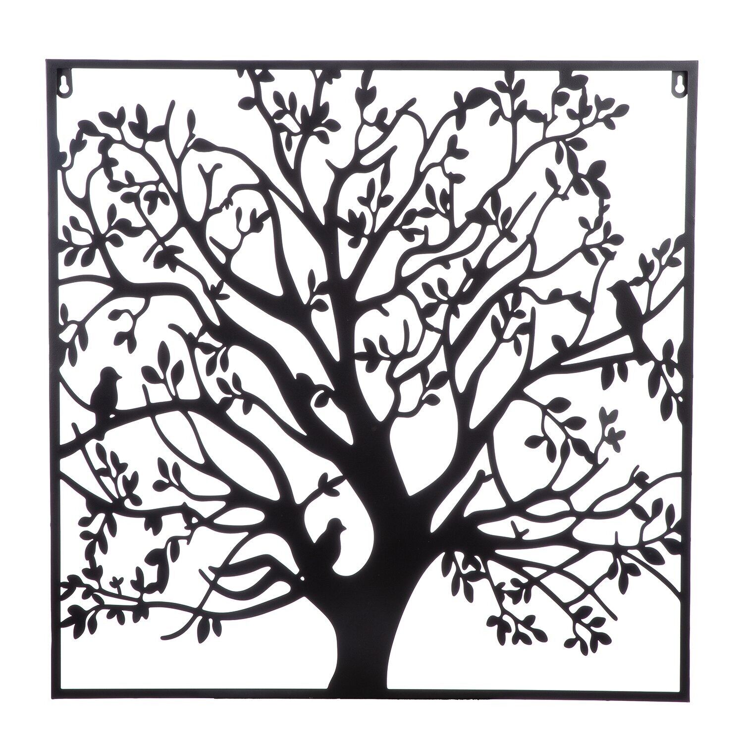 Albero uccello in rilievo da parete, nero H.60 centimetri