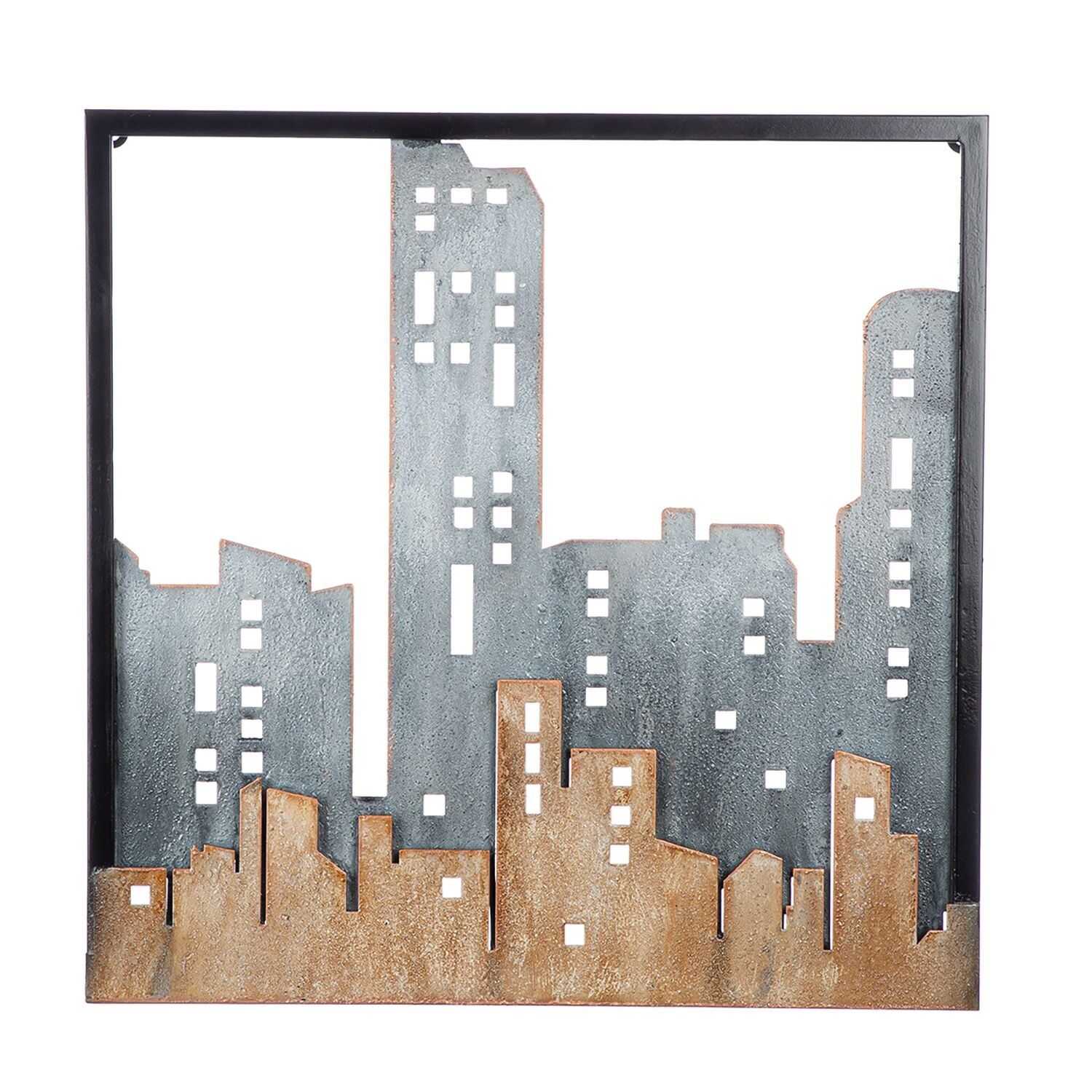 Wandrelief City, blau, braun H.50 cm