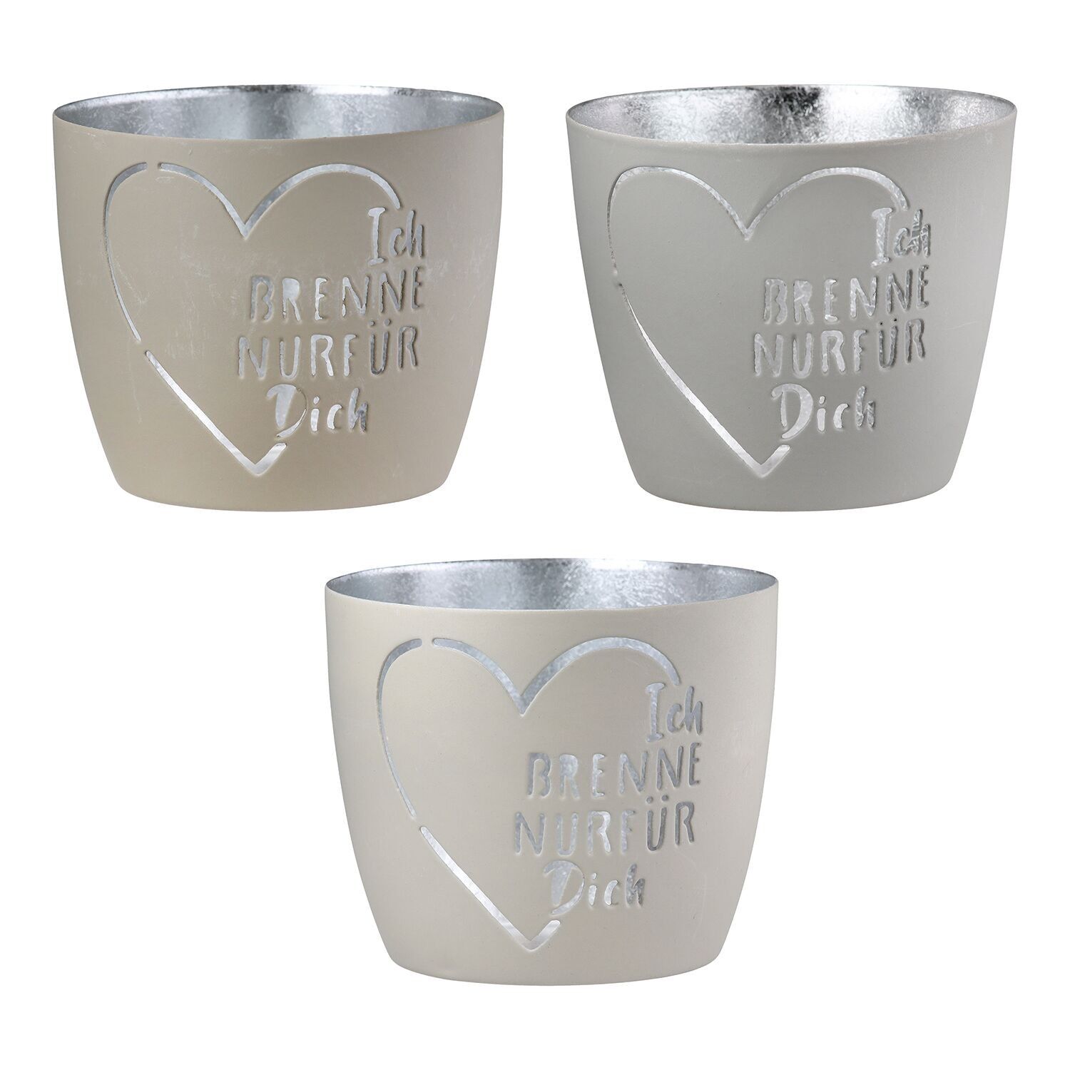 Windlicht Ich brenne nur für Dich 3fach sort., H.8,5 cm