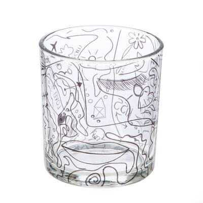Lanterna Modern Art, trasparente, nera H.8 cm