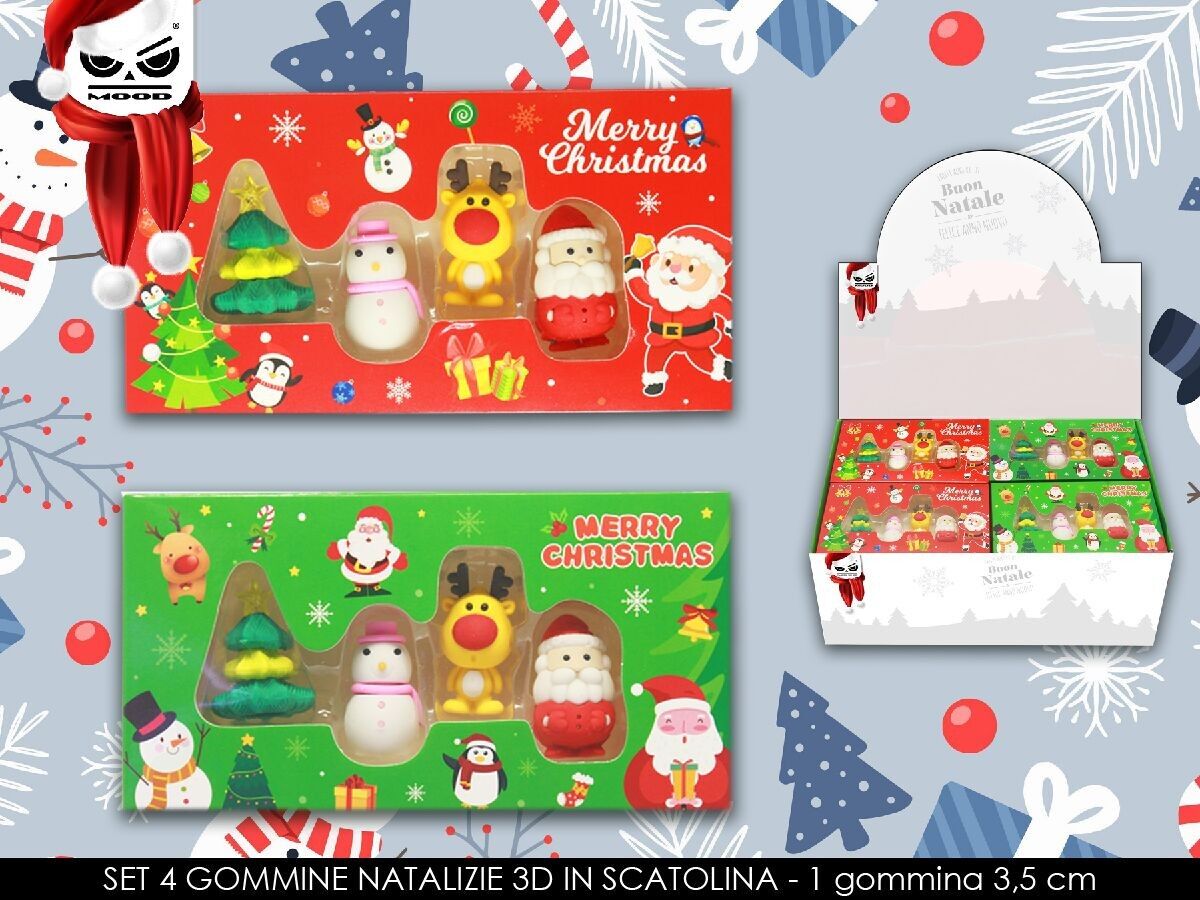Gommine Natalizie 3D In Scatolina Set 4