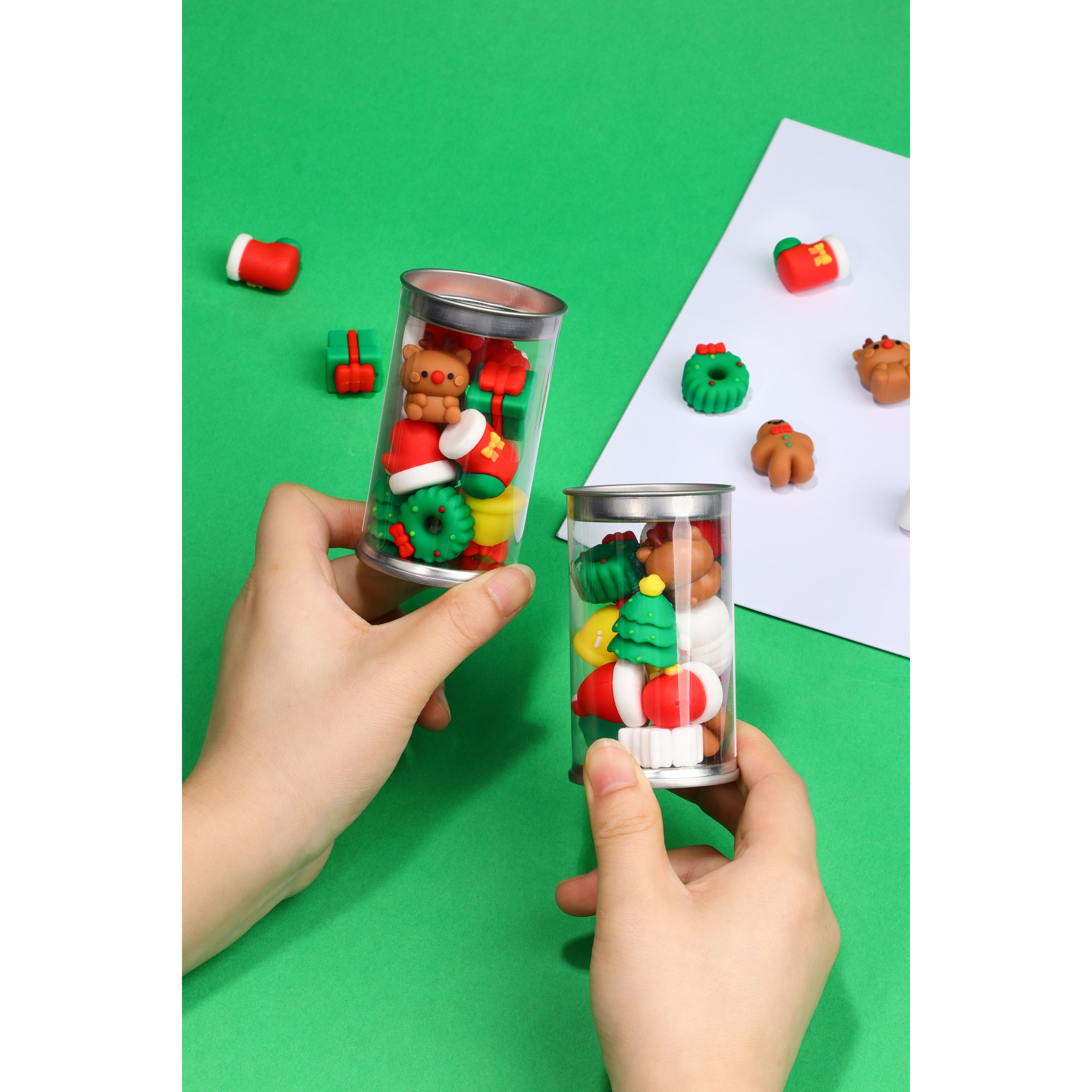 Gommine Natalizio 3D In Tubo Set 12 Pz