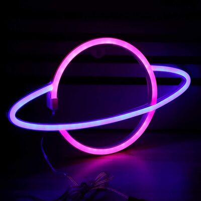Lampe suspendue planète néon/LED