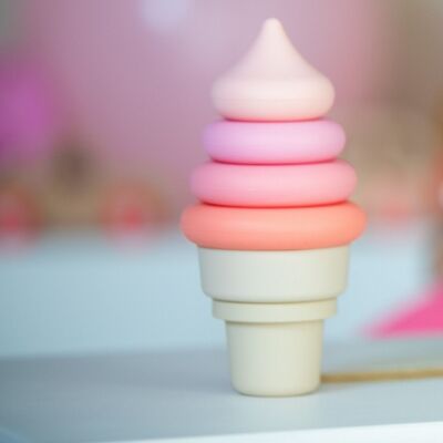 Jouet d'éveil Montessori - Glace Empilable Silicone - Rose/Corail - Jouets éducatif