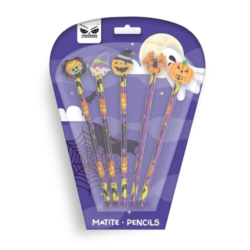 MATITE CON GOMMA HALLOWEEN SET 5 PZ