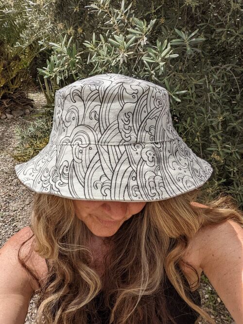 Hemp reversible printed bucket hat