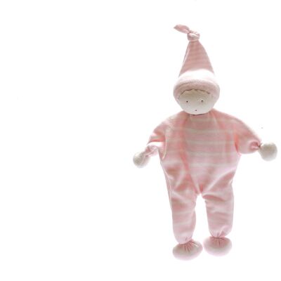 Fair Trade Babydecke aus Bio-Baumwolle hübscher rosa weißer Streifen