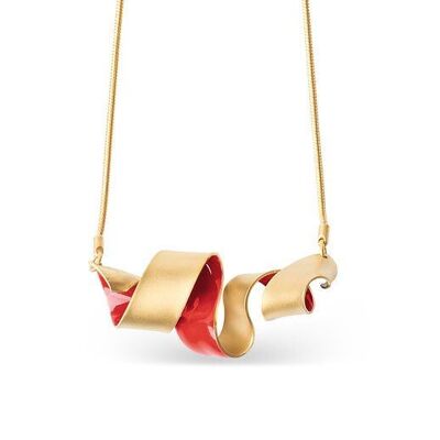 W Pendant 24ct Gold plated matte option hand enamel Red, Green and Blue