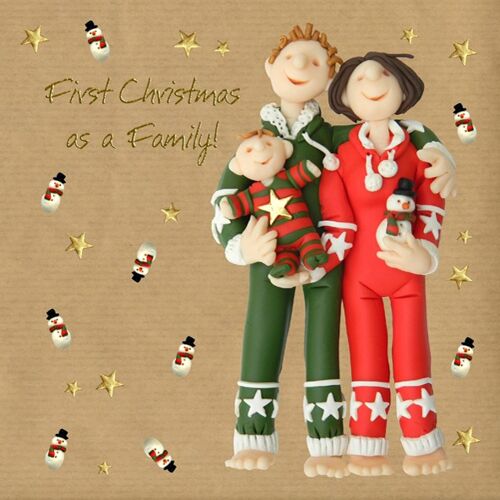 First Christmas as a family foiled Christmas card