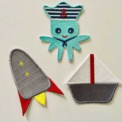 Pack of 3 iron-on patches - Boy's pack