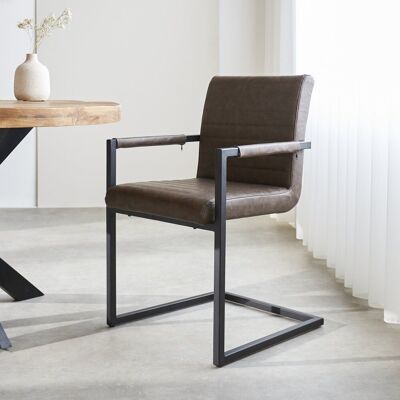 Chaise de salle à manger industrielle Kuba avec accoudoirs taupe