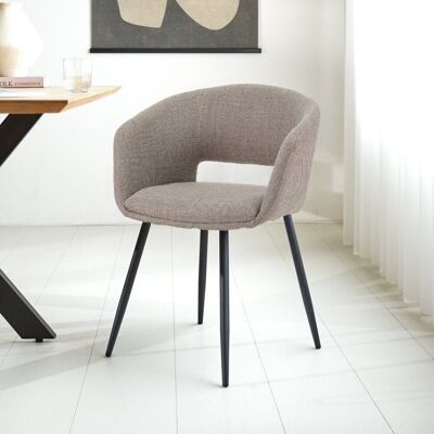 Silla de comedor con asiento en forma de cubo Don taupe