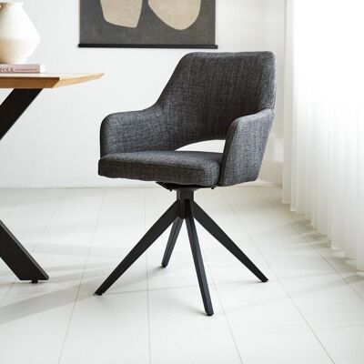 Silla de comedor giratoria con reposabrazos Sid antracita