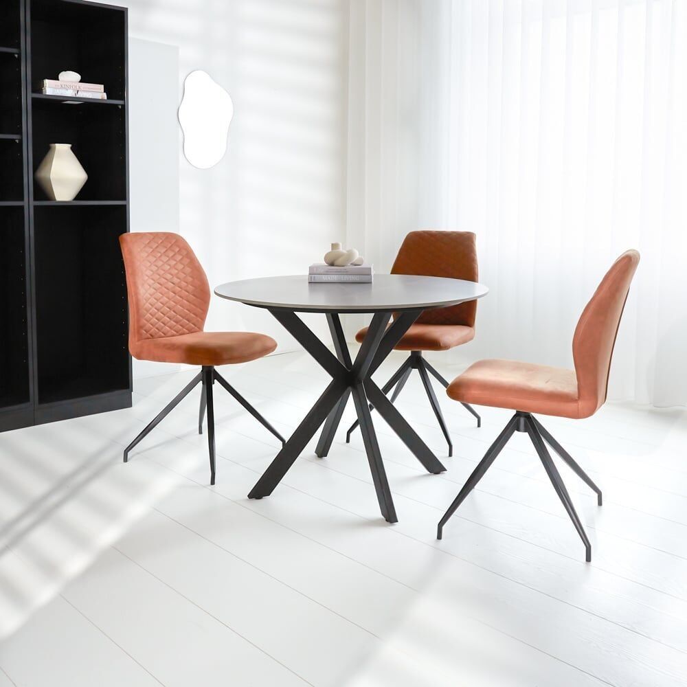 Tavolo da pranzo Yuna aspetto marmo grigio - 100 x 100 x 76 cm