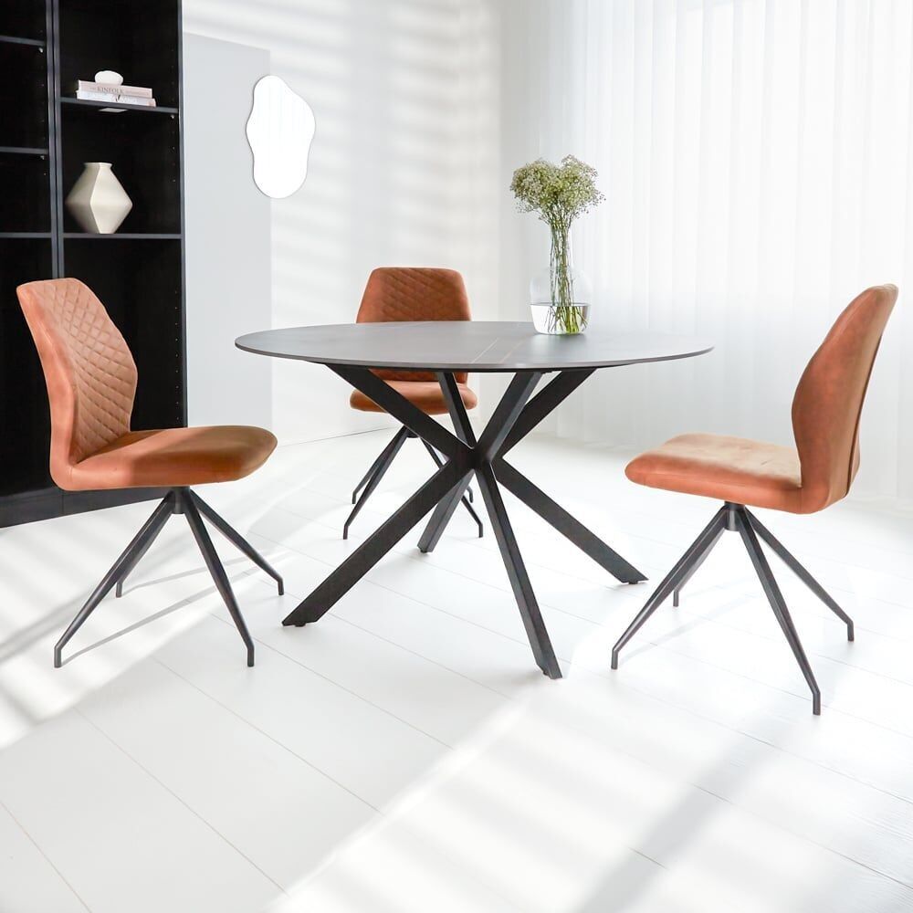 Mesa de comedor Yuna aspecto mármol gris - 120 x 120 x 76 cm