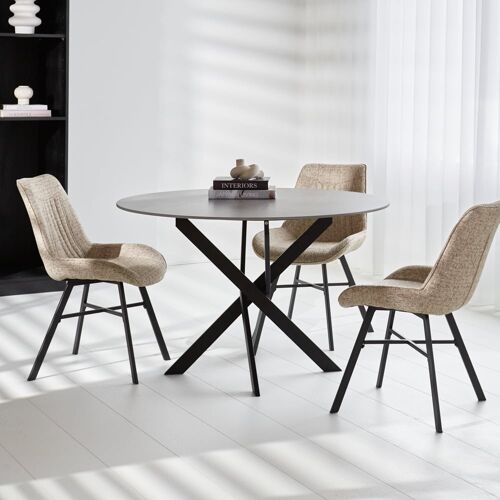 Eettafel Vivian marmerlook grijs - 120 x 120 x 76 cm
