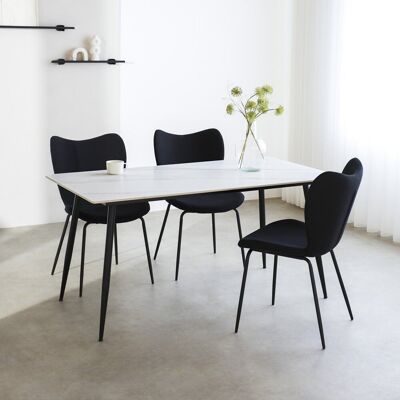 Table à manger Jules aspect marbre blanc - 150 x 80 x 76 cm