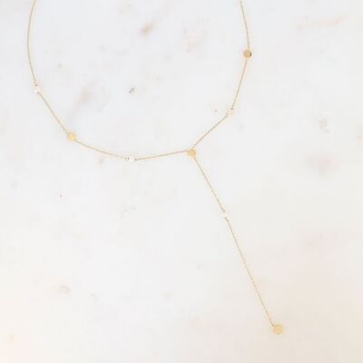 Collana a Y - palline rotonde e perle d'acqua dolce