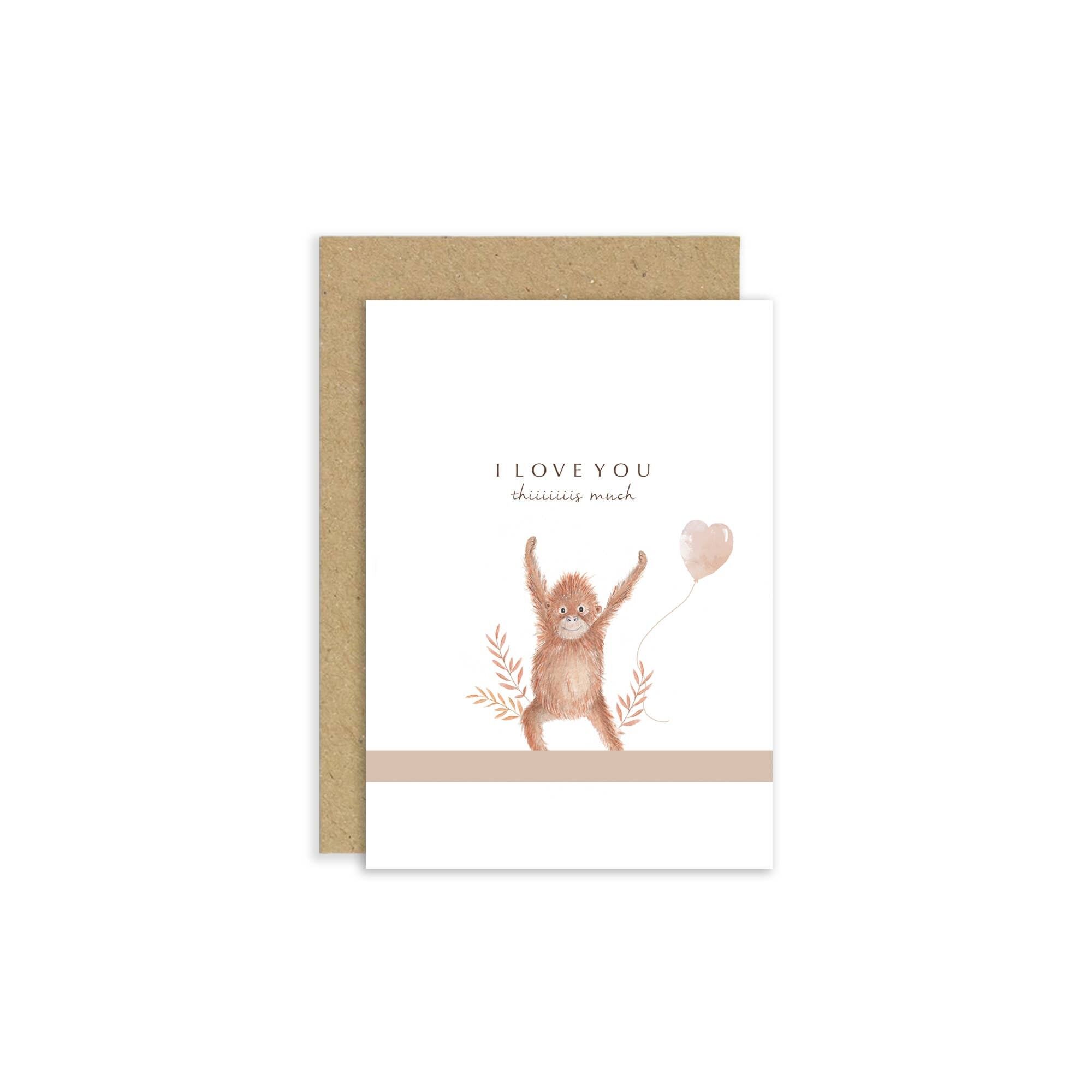 Monkey Love You Card | Biglietto di anniversario | San Valentino