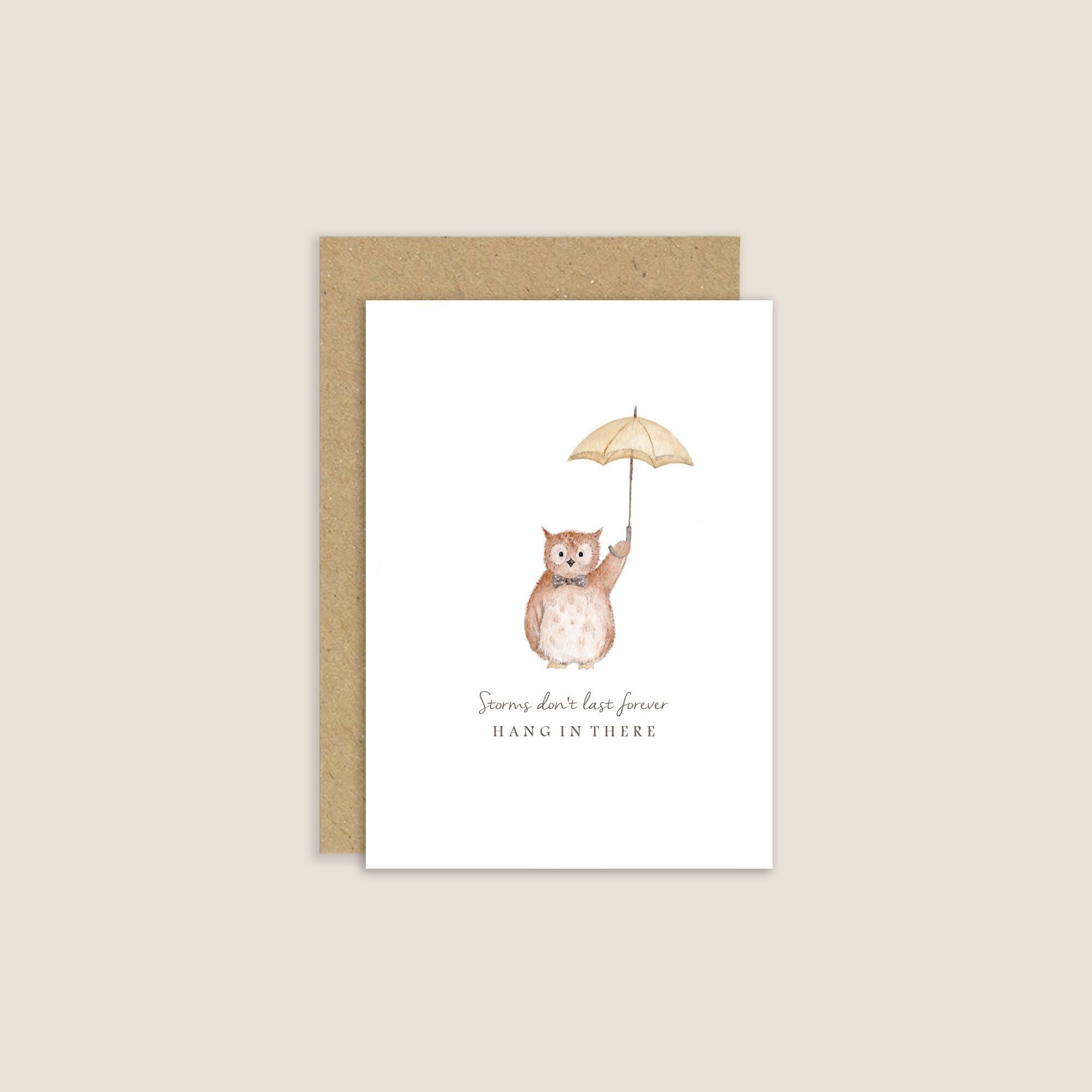 Stürme dauern nicht ewig Karte | Ich denke an dich Karte Eule