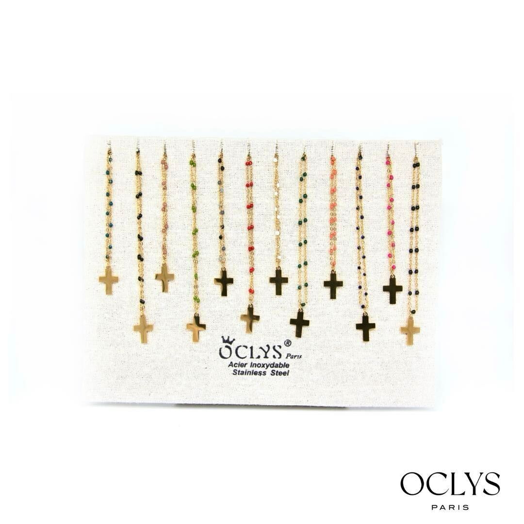 Set di 12 collane con croce colorata in acciaio inossidabile smaltato Delphine