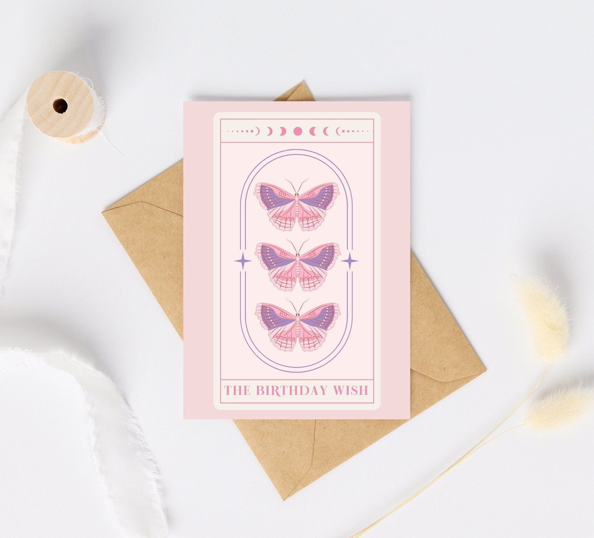 Carta del Tarot del Deseo de Cumpleaños | Carta del Tarot de la Mariposa Etérea