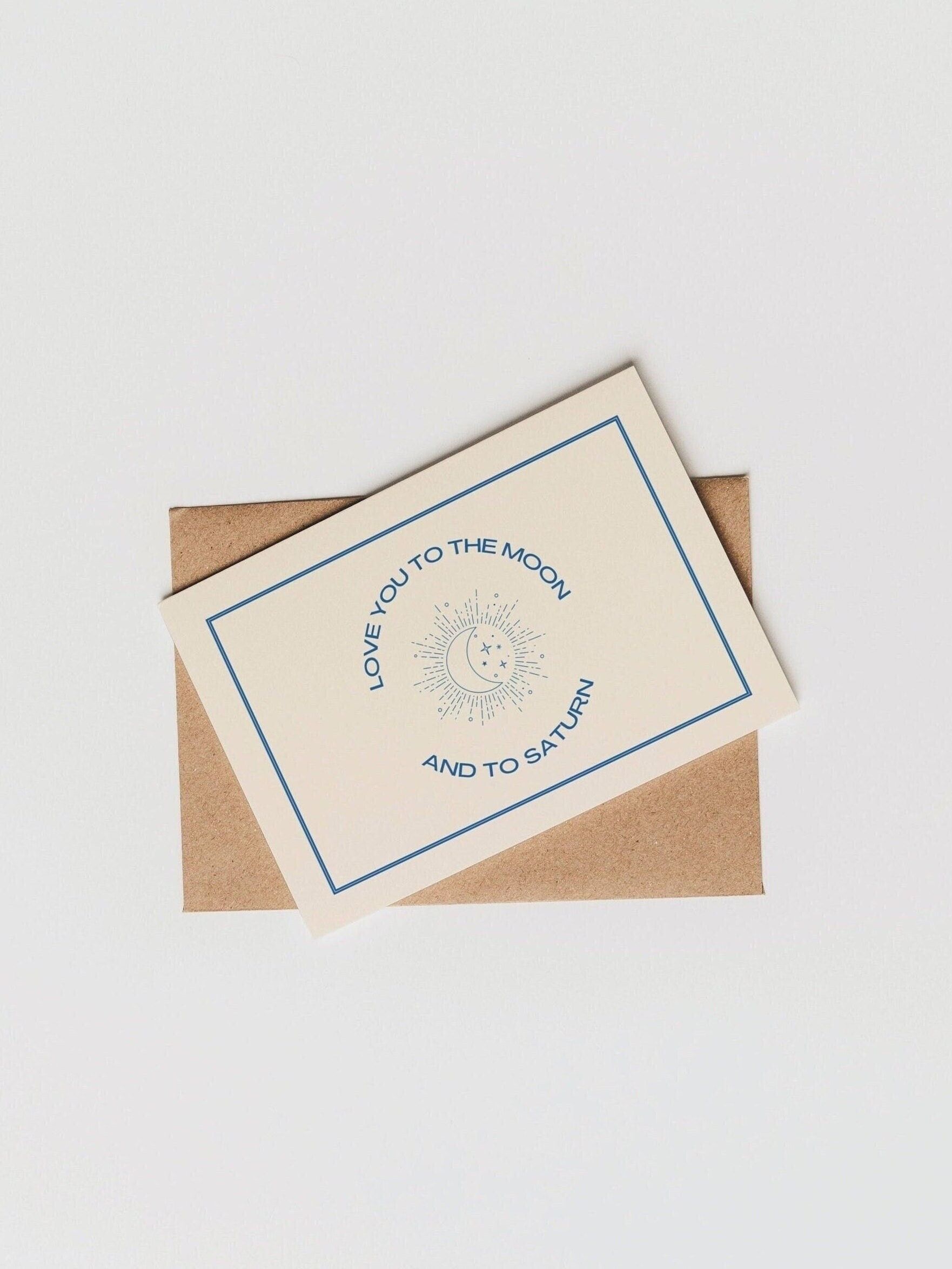 Tarjeta Te amo hasta la luna y hasta Saturno | Tarjeta Folklore TS