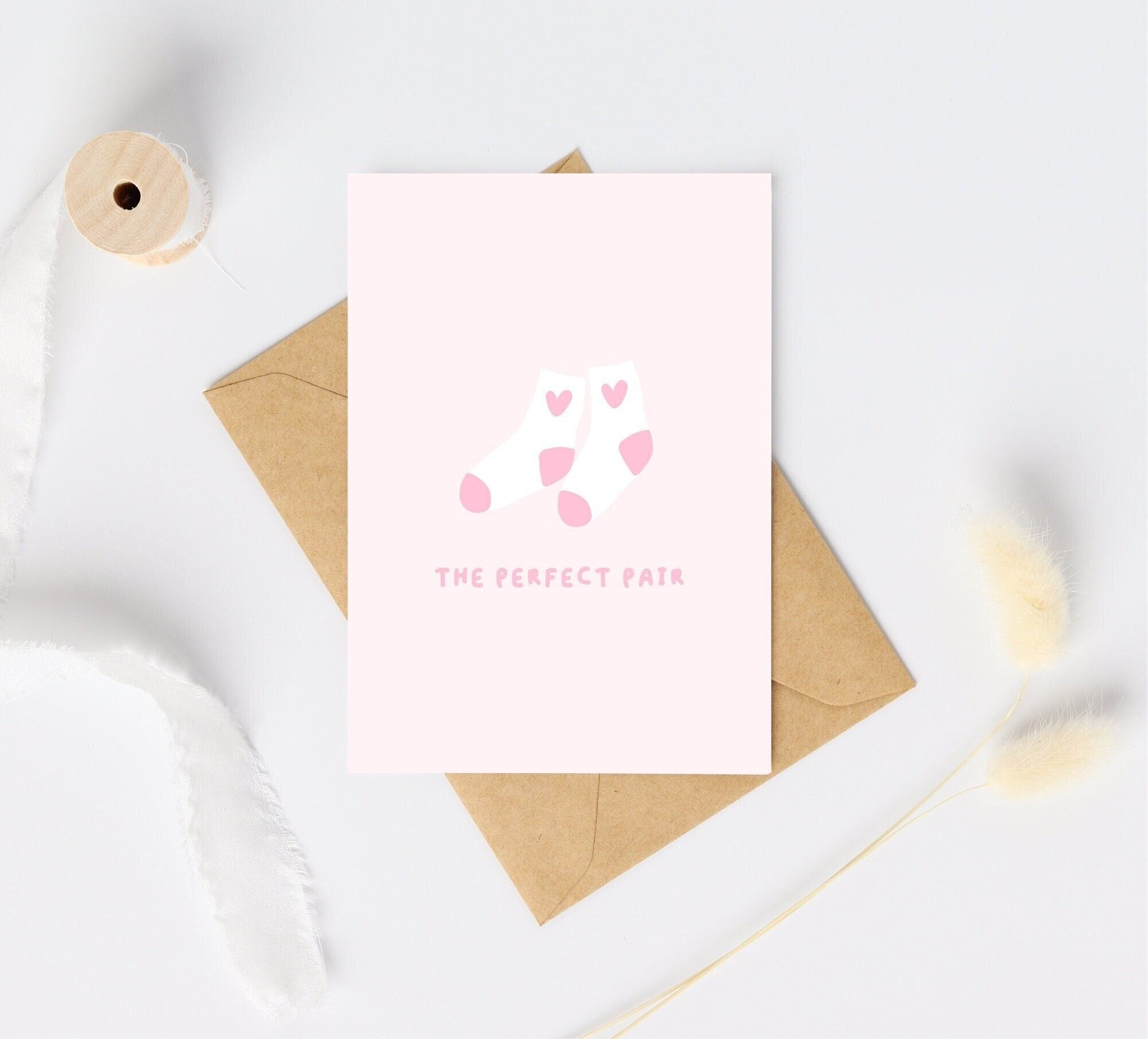Tarjeta de la pareja perfecta | Tarjeta de calcetines bonitos | Tarjeta de amor