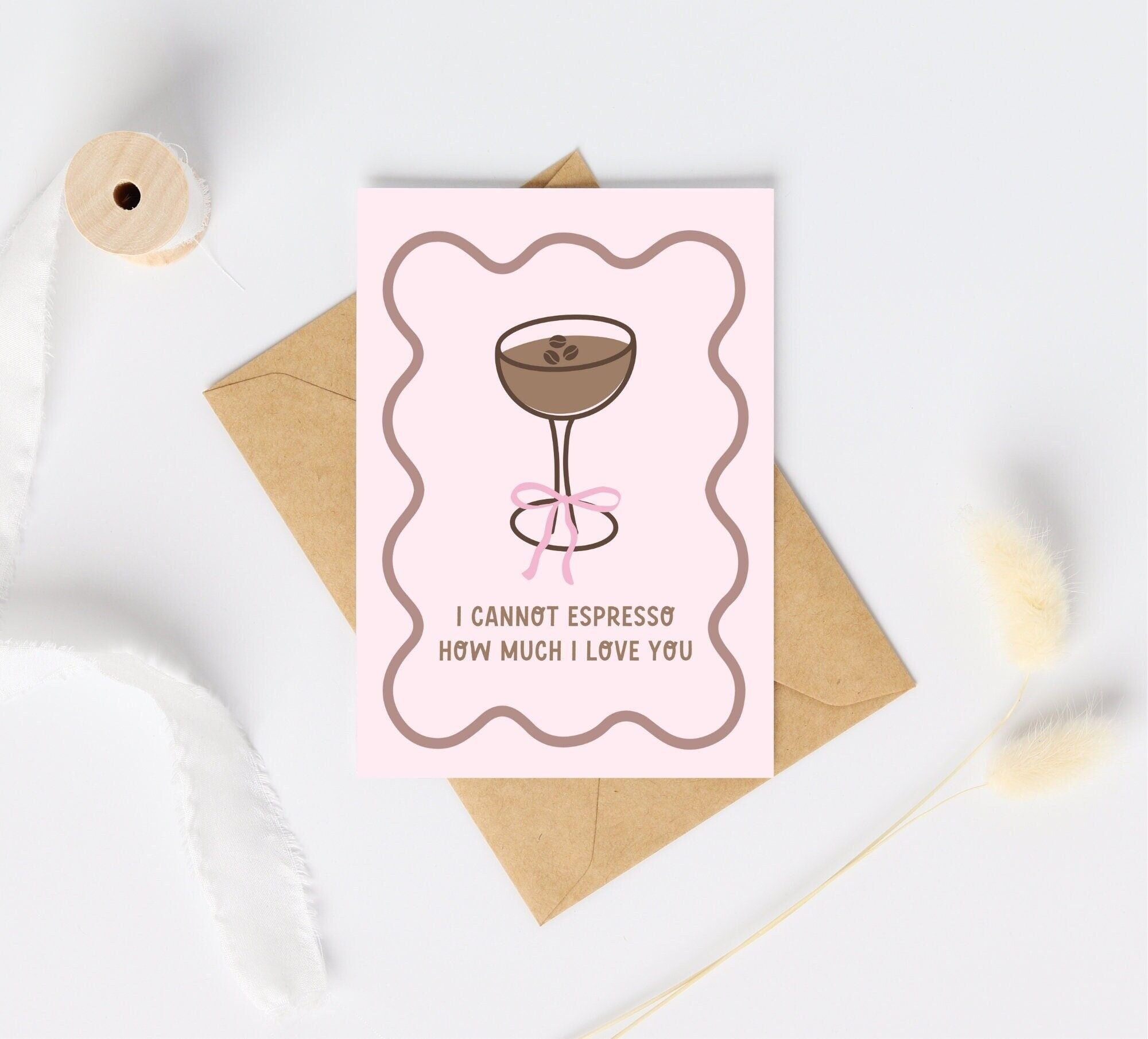 Tarjeta de felicitación con martini espresso | Tarjeta de amor