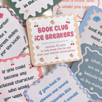 Cartes de discussion du club de lecture | Jeu de cartes de questions pour briser la glace du club de lecture