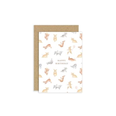 Carte d'anniversaire Bunny Party | Carte pour tous les âges | Carte de yoga