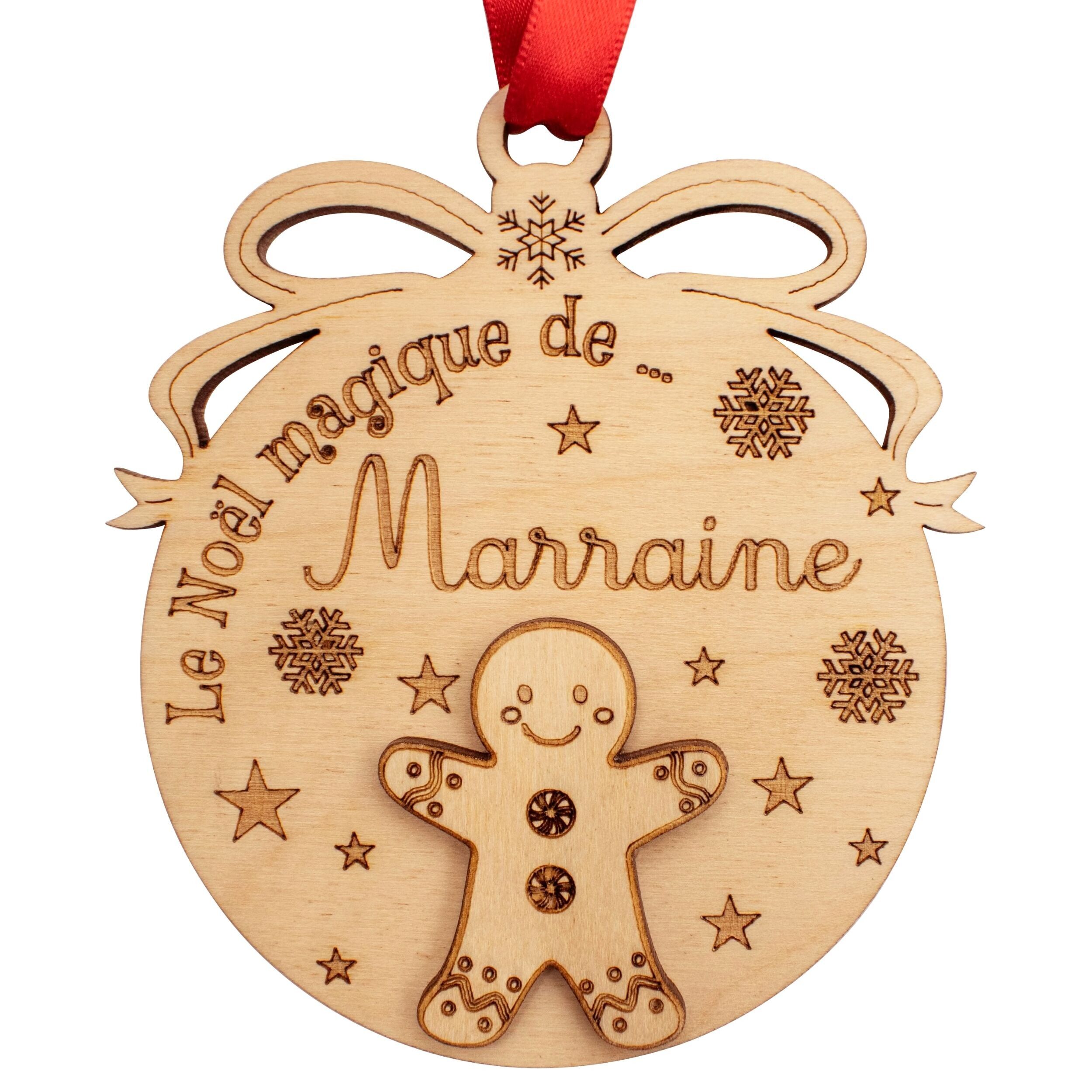 Weihnachtskugel aus Holz – Geschenkidee für die Taufpatin