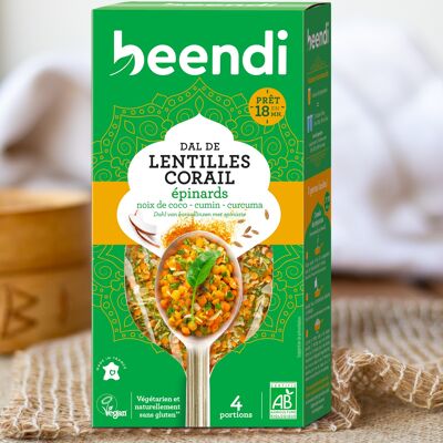 beendi prêt-à-cuisiner Dal de LENTILLES CORAIL aux épinards 250g*
