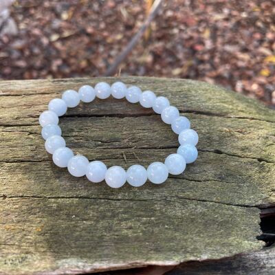 Bracelet élastique Lithothérapie en Aigue Marine