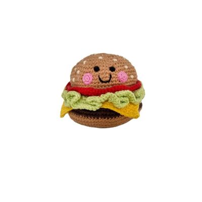 Sonaglio per hamburger a forma di giocattolo per bambini all'uncinetto