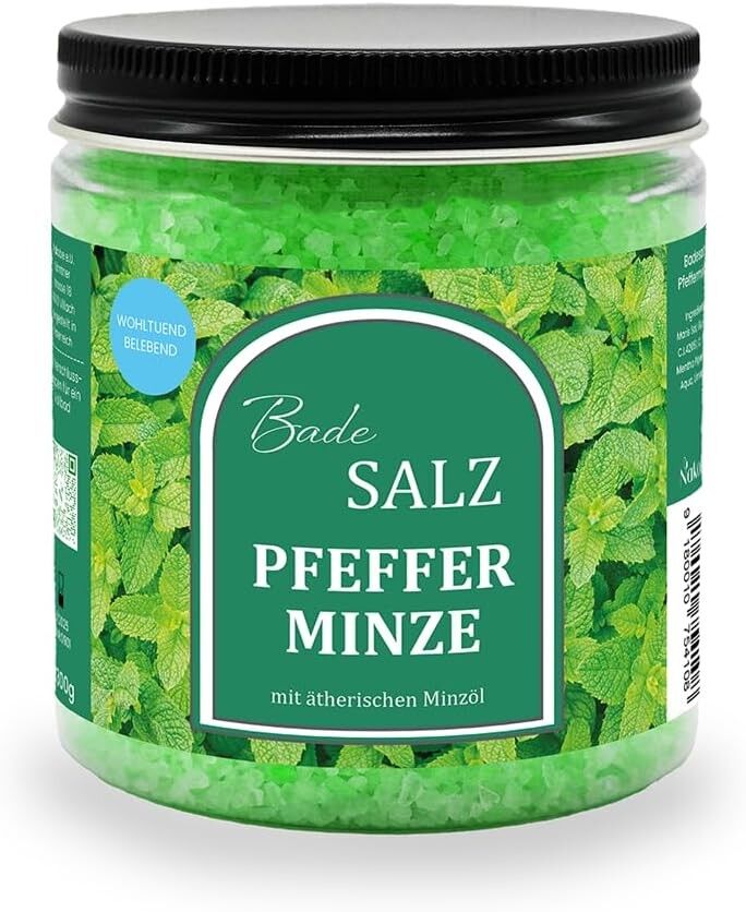 Sal de baño Nakobe - 300 g de sal marina de menta - experiencia de cuidado corporal refrescante y revitalizante