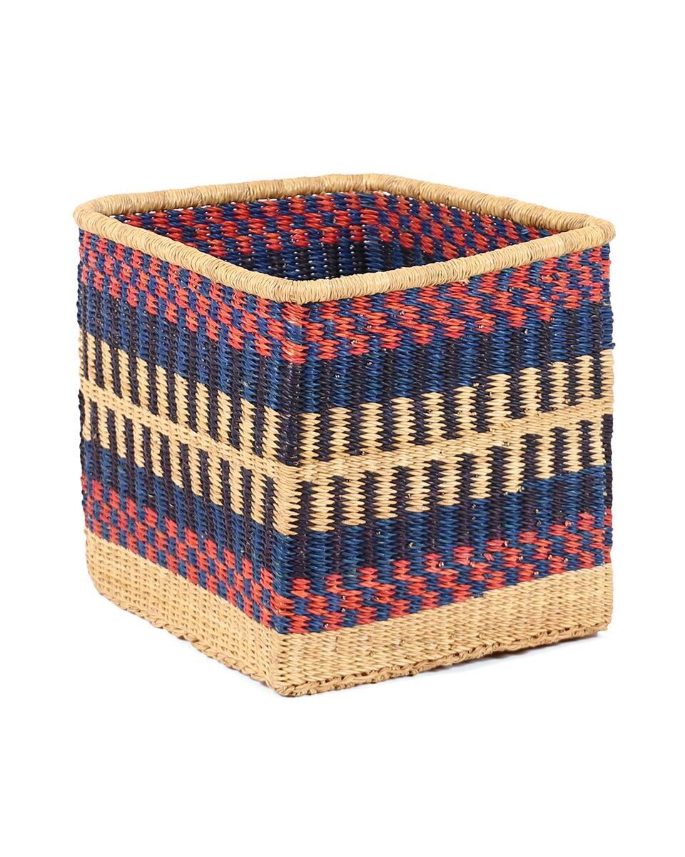 ABABIO: Cesto portaoggetti quadrato blu, blu navy e rosso