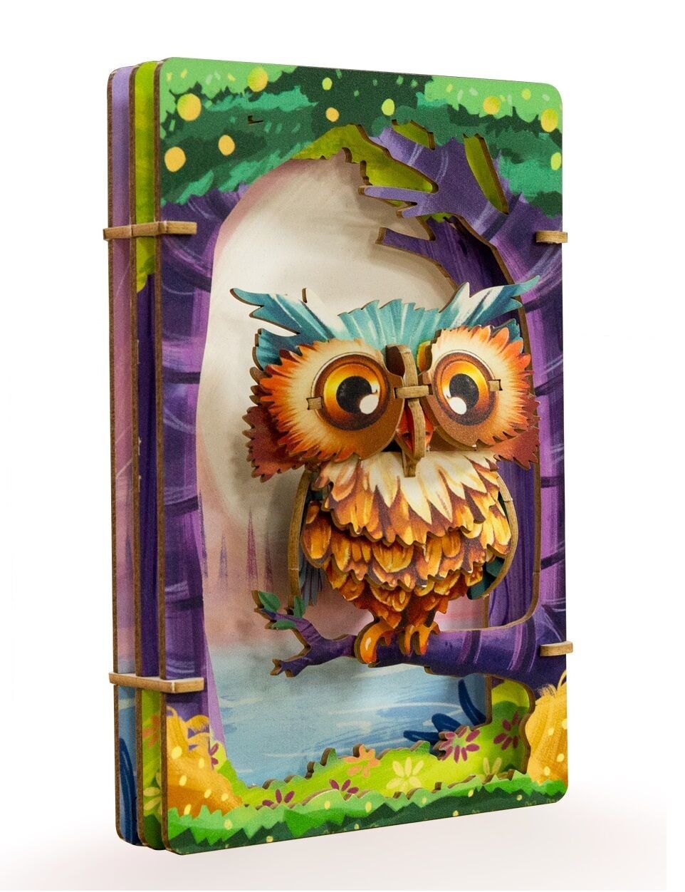 Kit di costruzione in legno Fai da te Teatro 3D Color Gufo - MDF