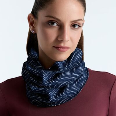 9627-130 | Bufanda tubular unisex con estructura de panal - índigo / blanco natural