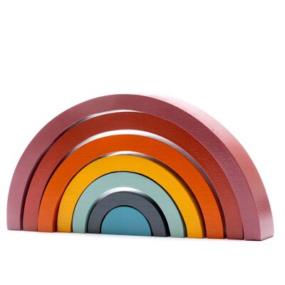 Giocattolo arcobaleno in legno del commercio equo e solidale in colori contemporanei