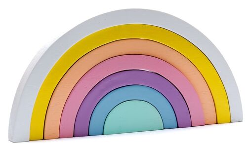 Fair Trade Wooden Rainbow Toy in Pastel Colours