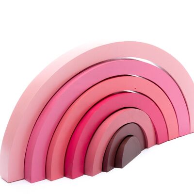 Fair Trade Regenbogenspielzeug aus Holz in hübschen rosa Farben