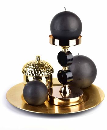 CLASSIC CANDLES bougie 12cm boule noire-BCM6977 2