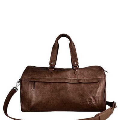 STAMP ST275 travel bag, men, washed leather, brown