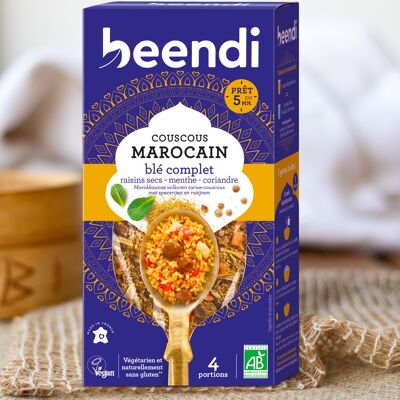 beendi prêt-à-cuisiner COUSCOUS marocain BLÉ COMPLET épices et raisins secs 250g*