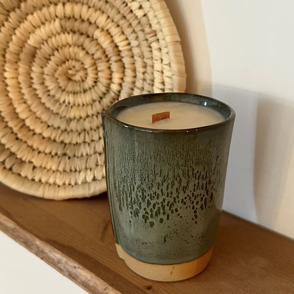 Vegetable candle - Green Faro Mug - handmade - 190gr